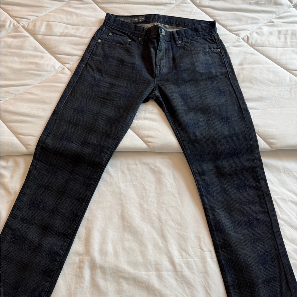 Armani Exchange Men’s Skinny Jeans - Dark Blue Plaid Checkered - size 30
